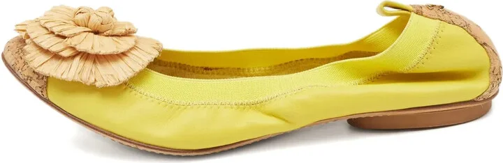 Leather Flower Ballet Flats