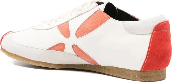 Leather Flower-Detail Sneakers - Image 3