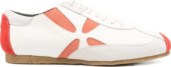 Leather Flower-Detail Sneakers