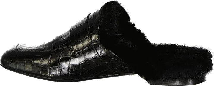 Leather Fur Mules - Image 3
