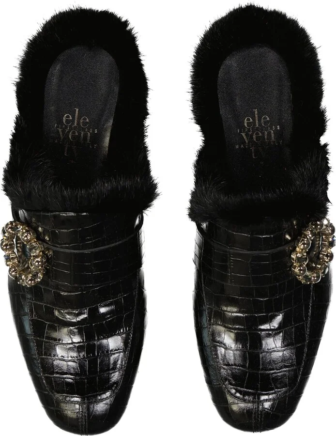 Leather Fur Mules - Image 4