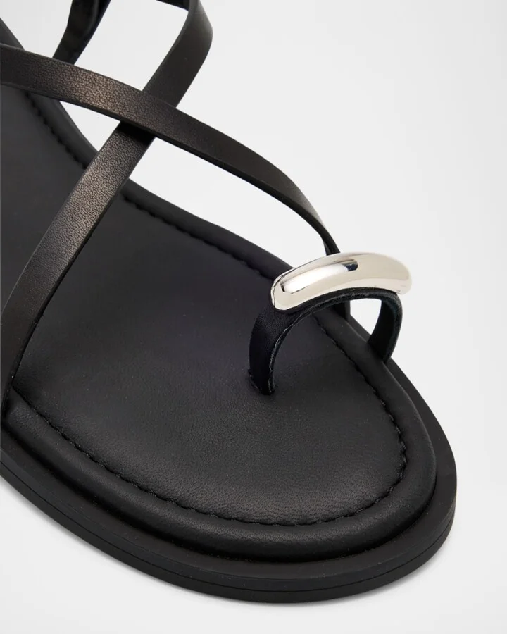 Leather Geo Strappy Toe-Ring Sandals - Image 2