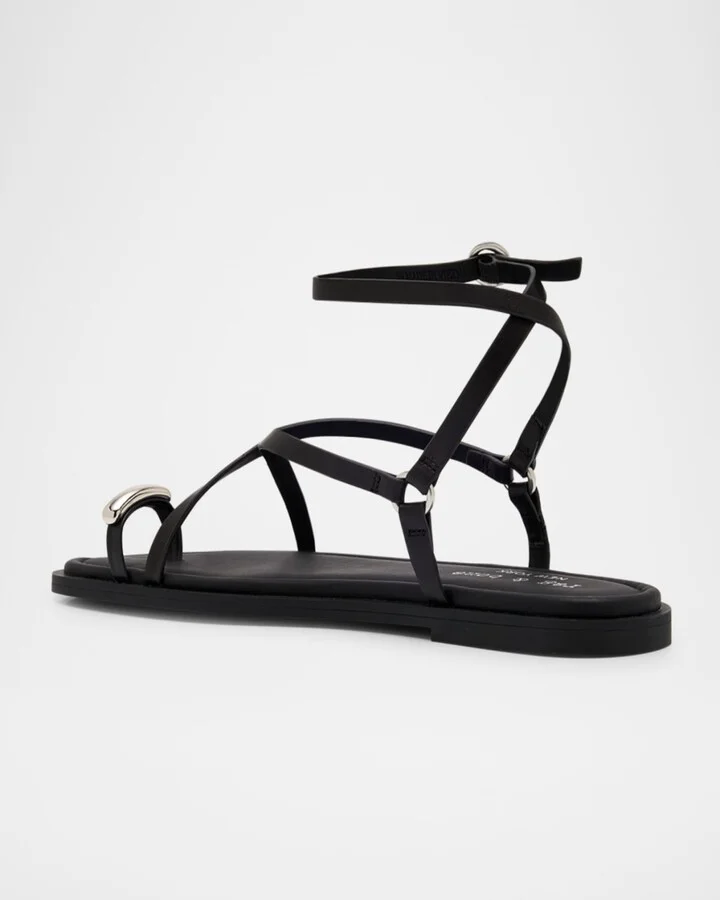 Leather Geo Strappy Toe-Ring Sandals - Image 4