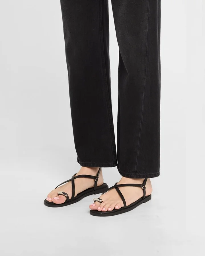 Leather Geo Strappy Toe-Ring Sandals - Image 9