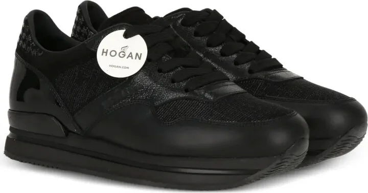 Leather Glitter-Detail Sneakers - Image 2