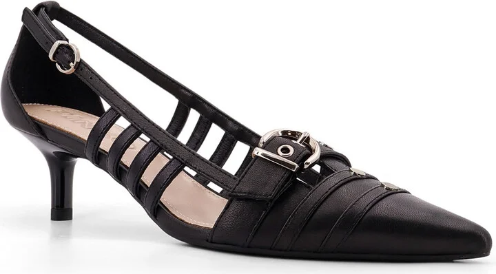 Leather Gloria Décolleté With Metal Buckle Detail On The Front - Image 2