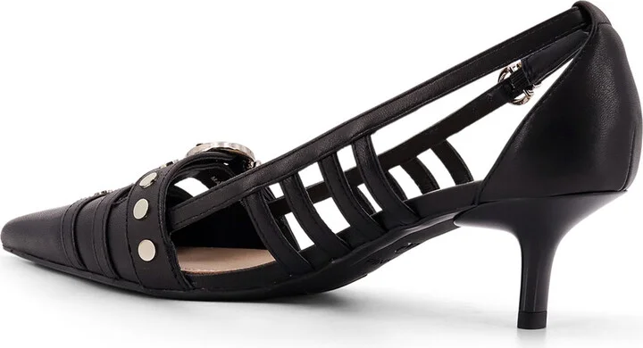 Leather Gloria Décolleté With Metal Buckle Detail On The Front - Image 3