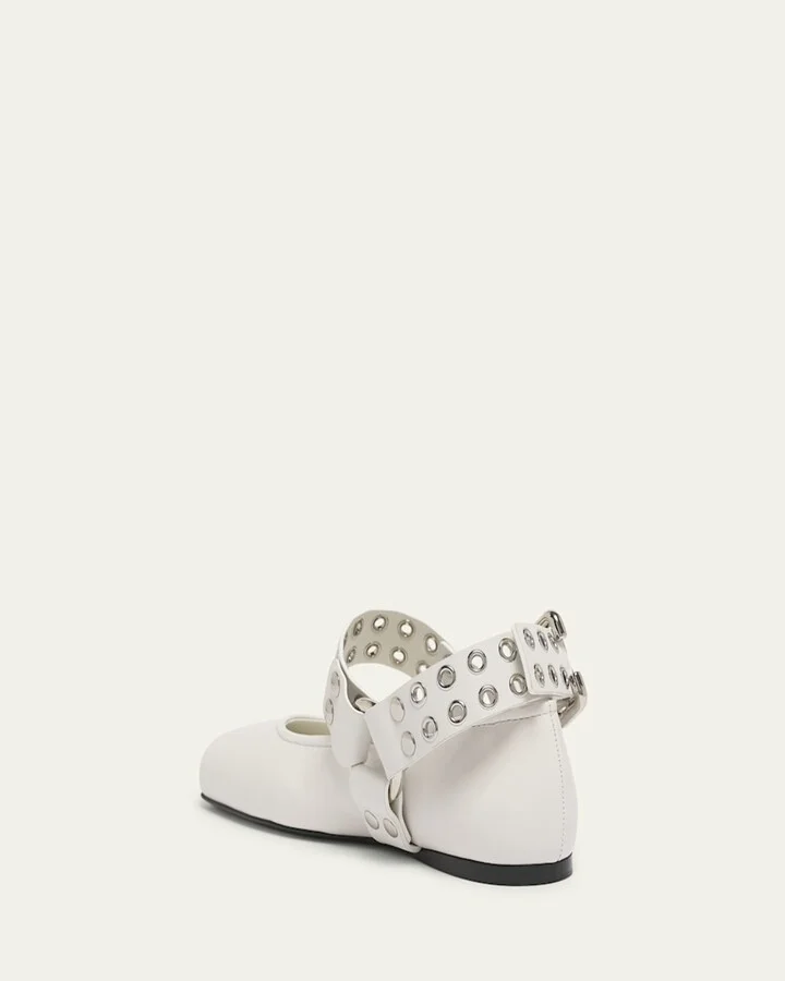 Leather Grommet Harness Ballerina Flats - Image 2