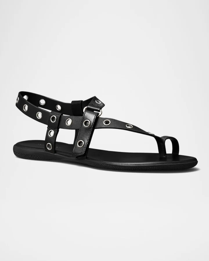 Leather Grommet Toe Ring Sandals - Image 2