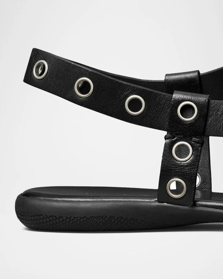 Leather Grommet Toe Ring Sandals - Image 3