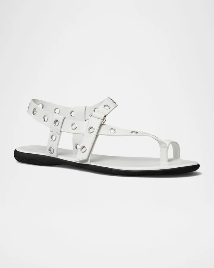 Leather Grommet Toe Ring Sandals - Image 3