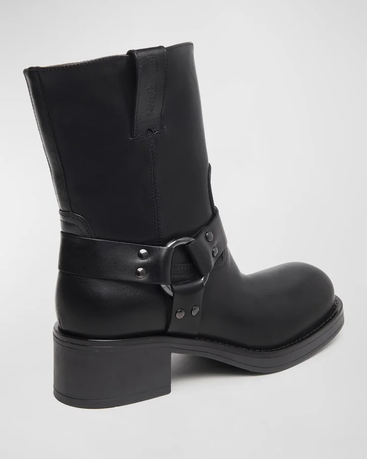 Leather Harness Biker Booties - Image 2