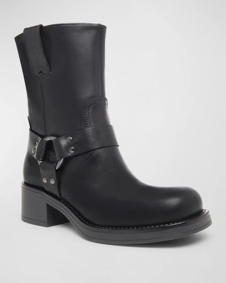Leather Harness Biker Booties - Image 3