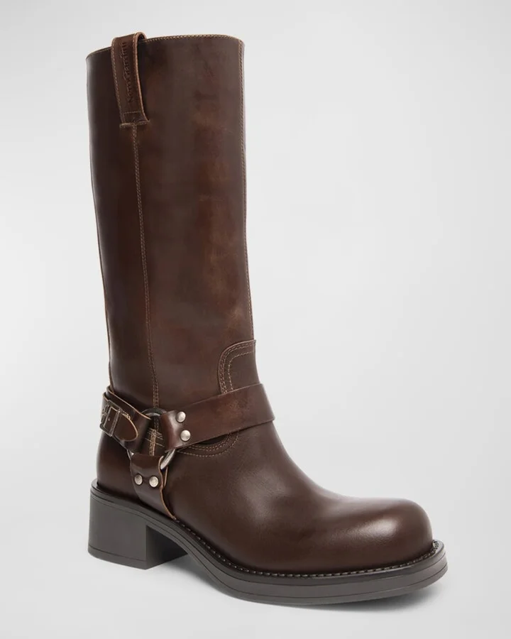 Leather Harness Biker Boots - Image 2