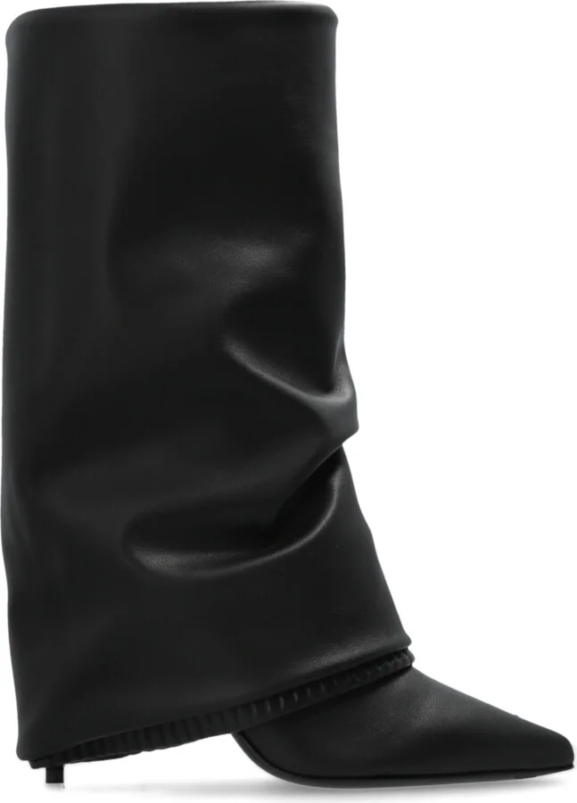 Leather Heeled Ankle Boots, , - Black