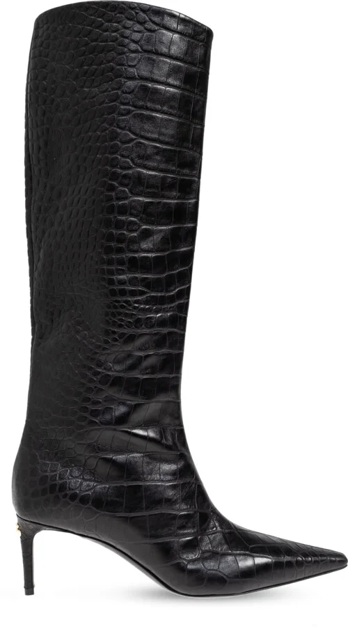 Leather Heeled Boots, , - Black