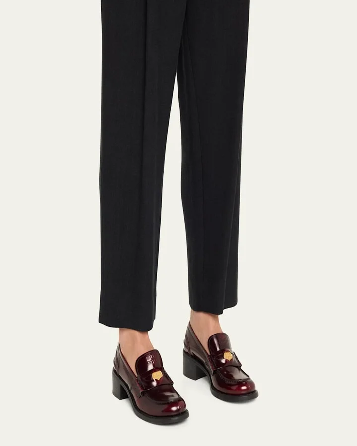 Leather Heeled Penny Loafers - Image 4