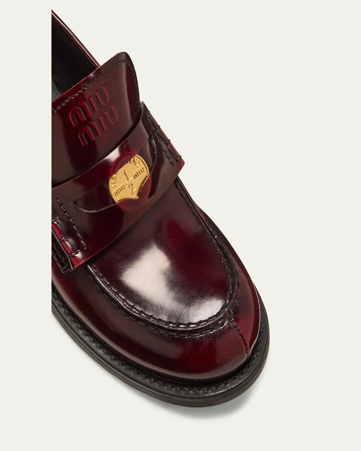 Leather Heeled Penny Loafers - Image 7
