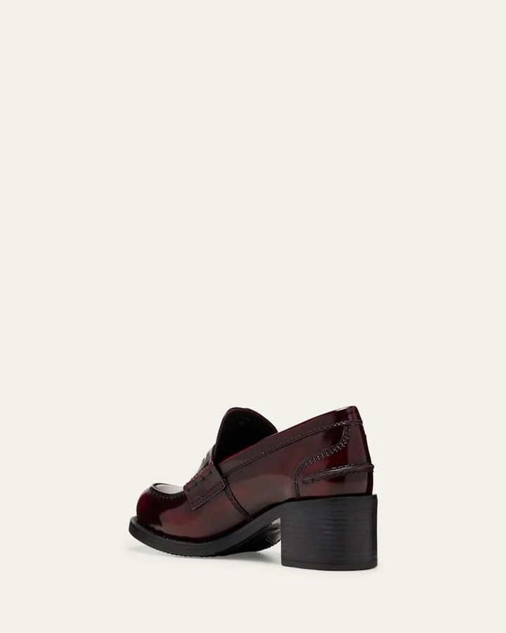 Leather Heeled Penny Loafers - Image 10