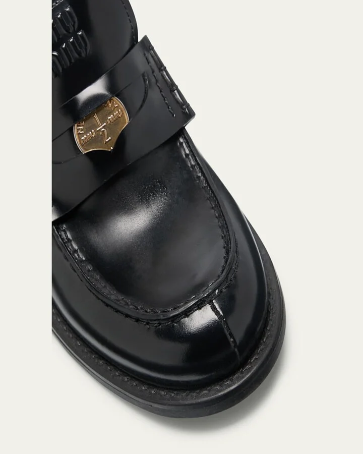 Leather Heeled Penny Loafers - Image 3