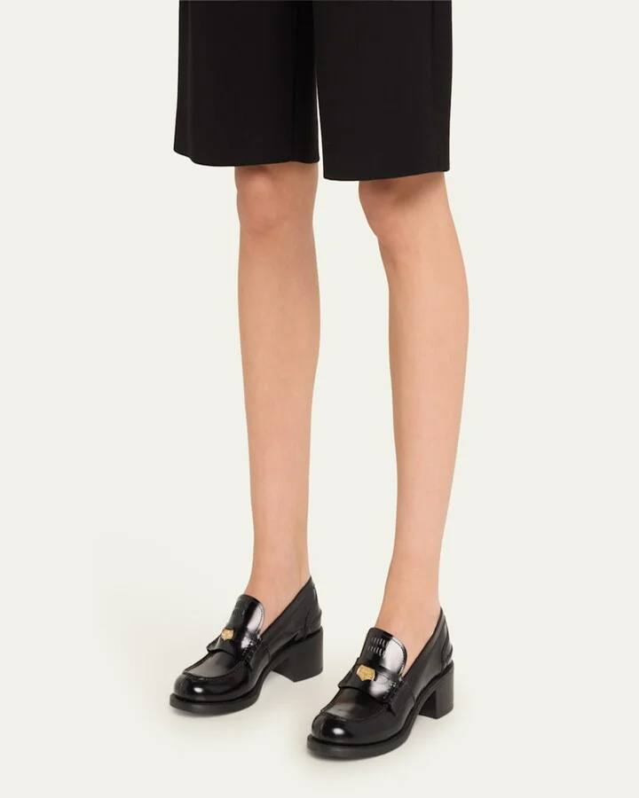 Leather Heeled Penny Loafers - Image 7