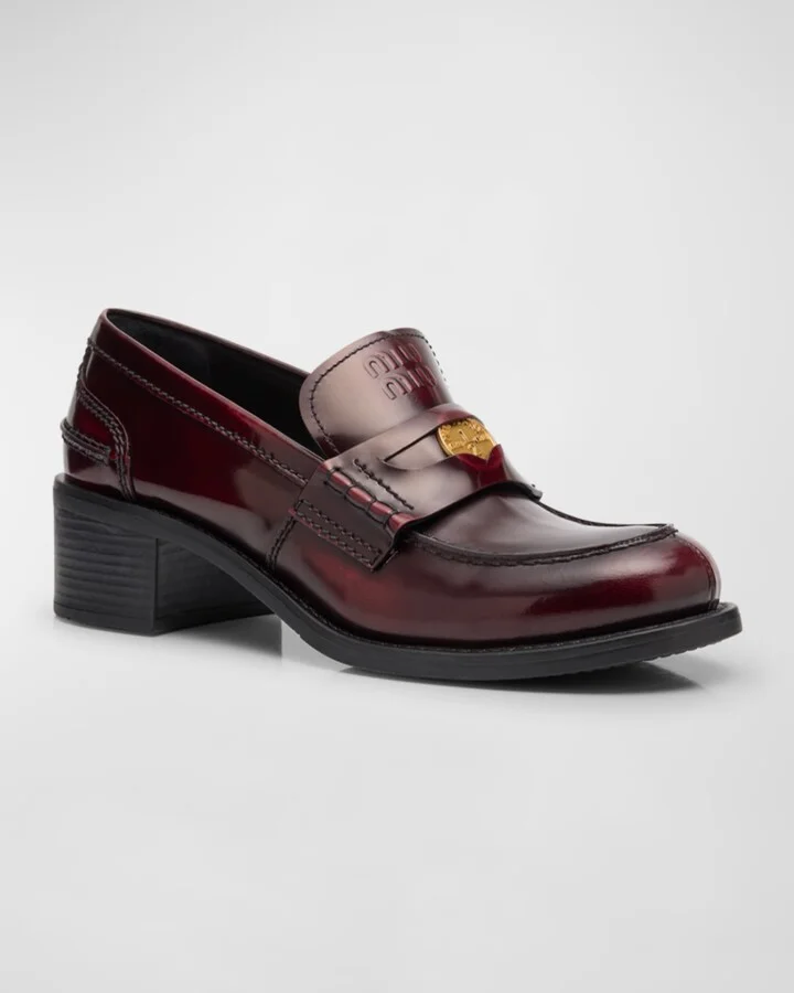 Leather Heeled Penny Loafers - Image 2
