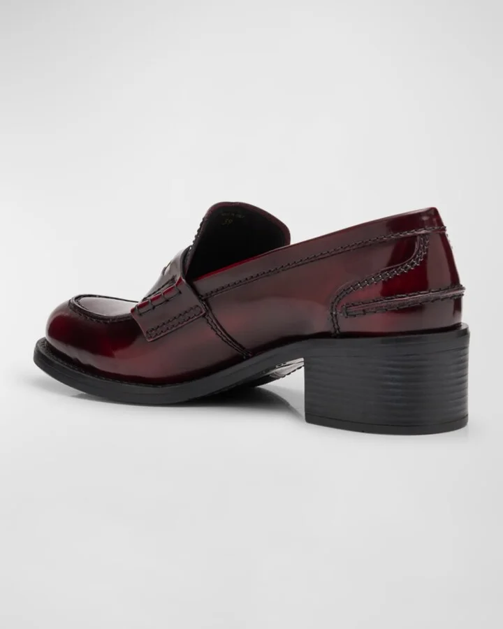 Leather Heeled Penny Loafers - Image 3