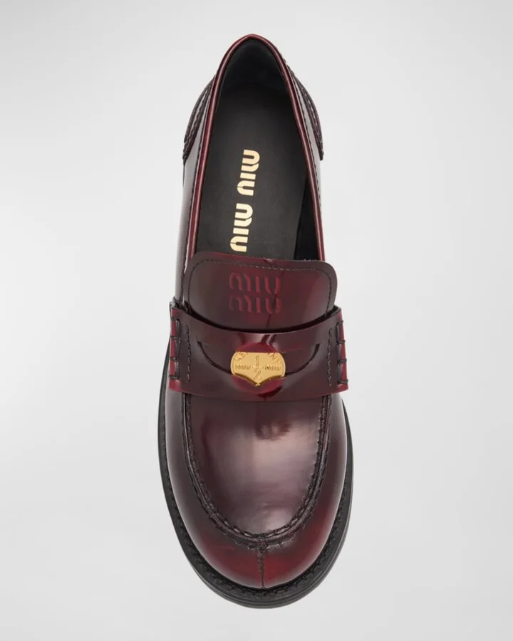 Leather Heeled Penny Loafers - Image 4