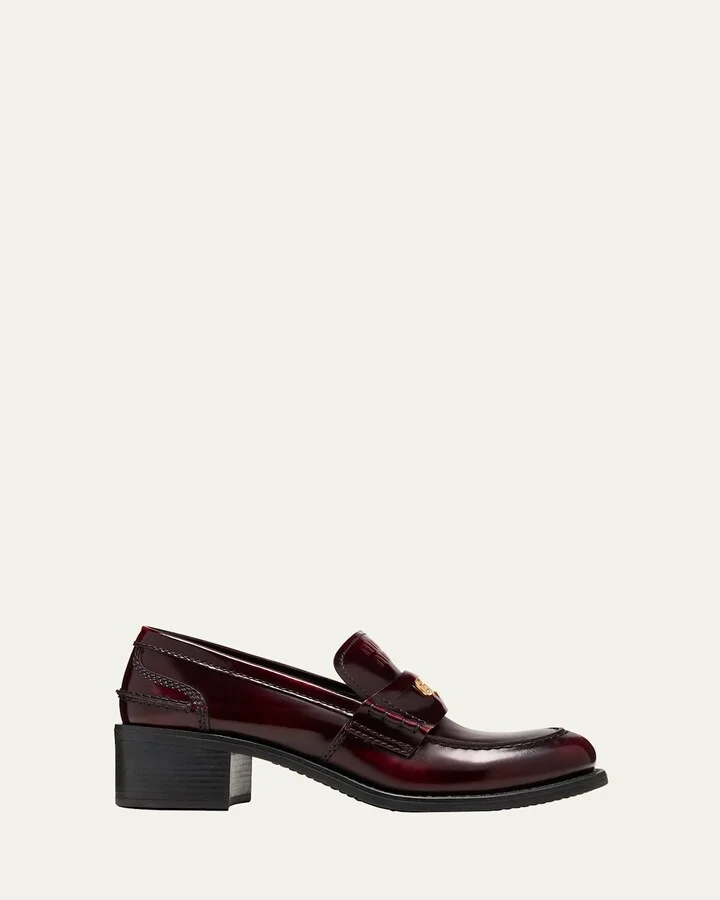 Leather Heeled Penny Loafers