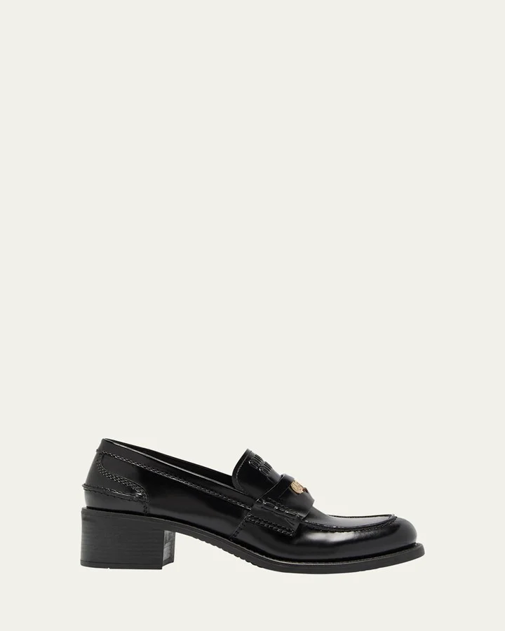 Leather Heeled Penny Loafers
