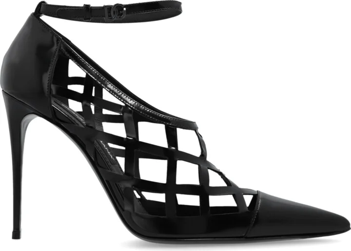 Leather Heeled Shoes, , - Black