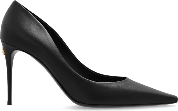 Leather Heeled Shoes, , - Black