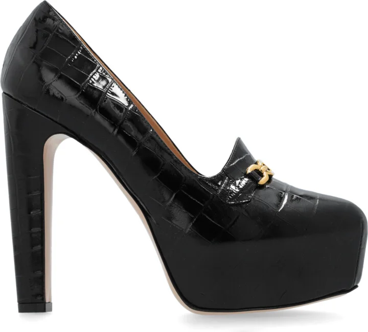 Leather Heeled Shoes, , - Black