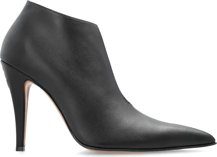 Leather Heeled Shoes, , - Black