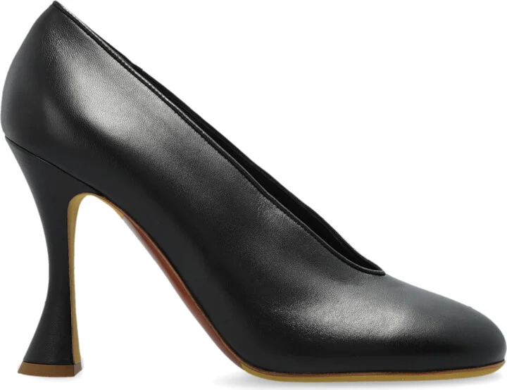 Leather Heeled Shoes, , - Black