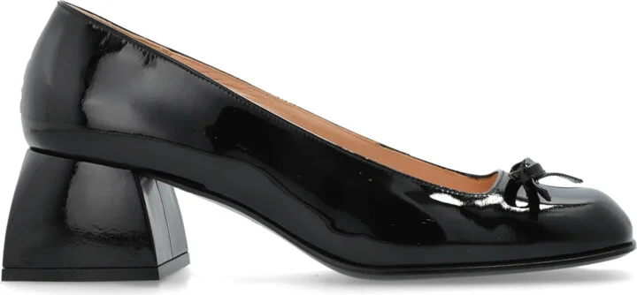 Leather Heeled Shoes, , - Black