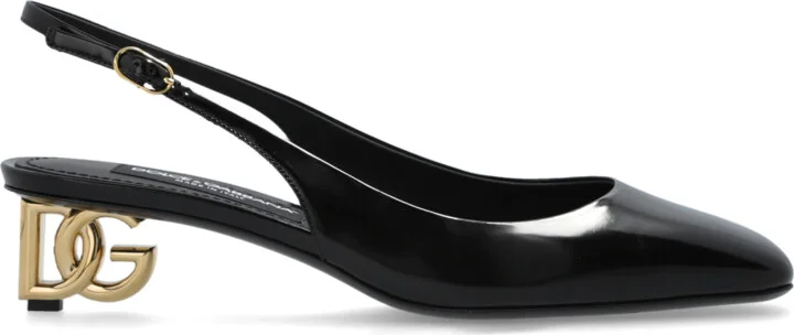 Leather Heeled Shoes, , - Black
