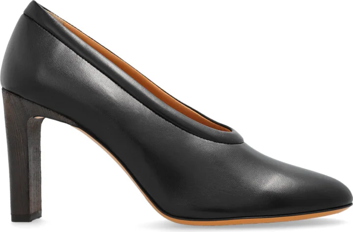 Leather Heeled Shoes, , - Black