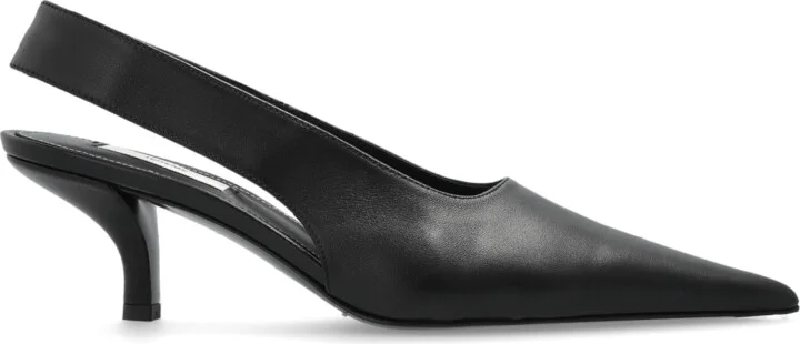 Leather Heeled Shoes, , - Black