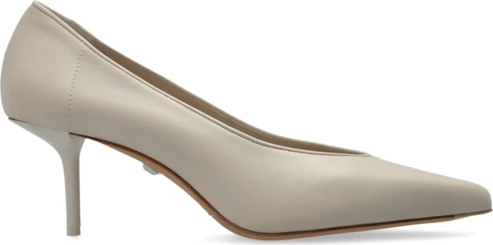 Leather Heeled Shoes, , - Cream
