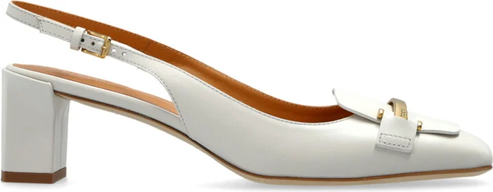 Leather Heeled Shoes, , - White