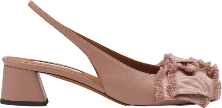 Leather Heeled Slingback Ballerina