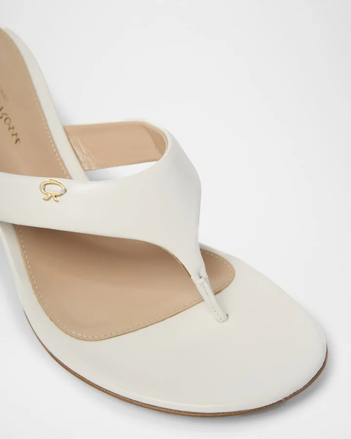 Leather Heeled Thong Sandals - Image 4