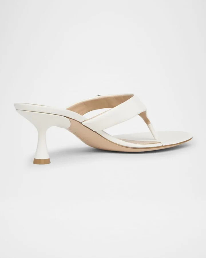 Leather Heeled Thong Sandals - Image 5