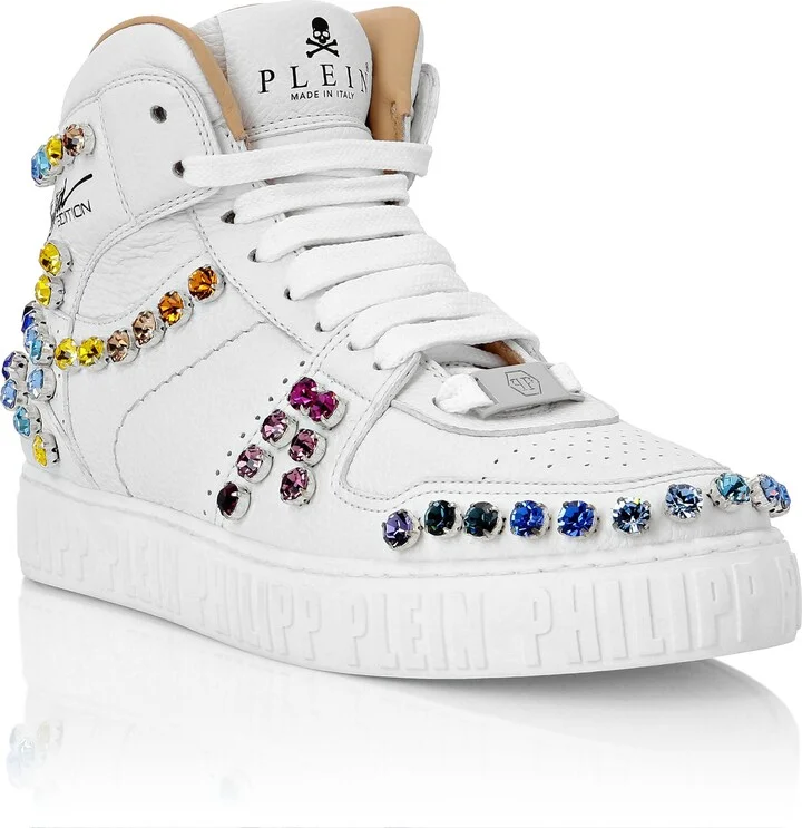 Leather Hi-Top Sneakers Crystal