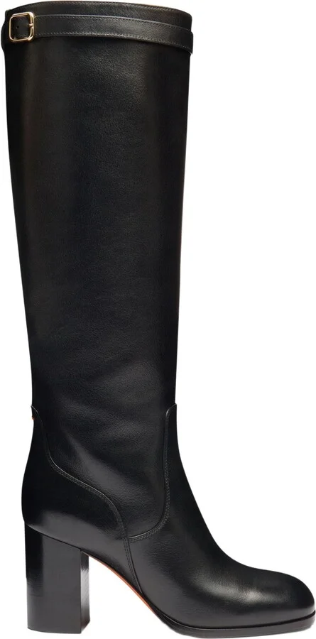 Leather high-heel boot