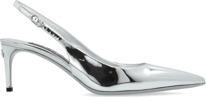 Leather High Heel Shoes, , - Silver