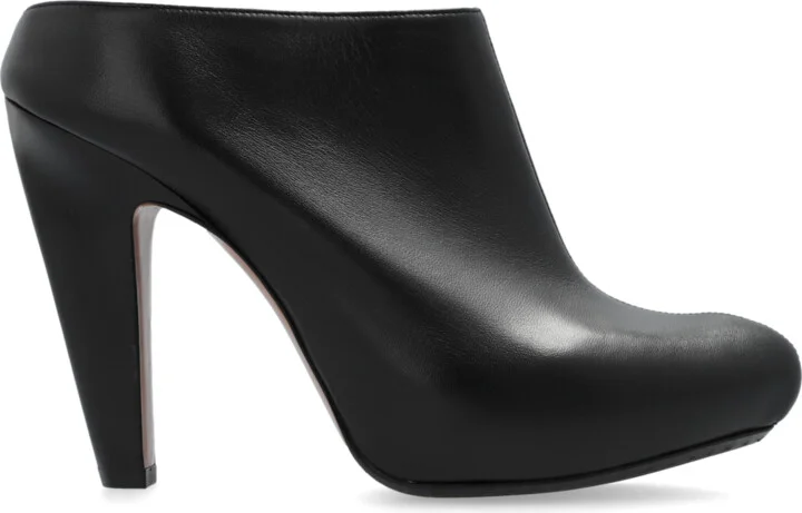 Leather High-heeled Shoes, , - Black