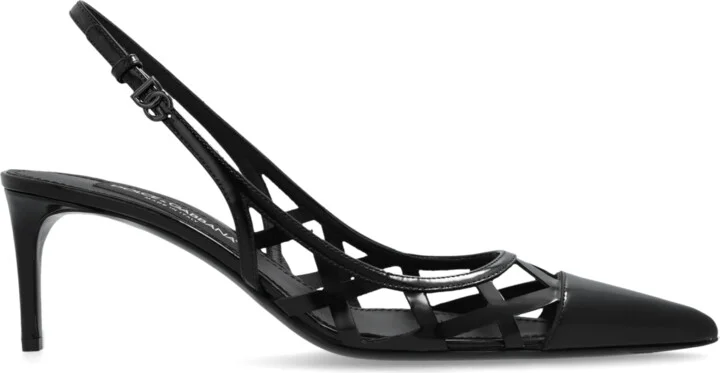 Leather High-heeled Shoes, , - Black