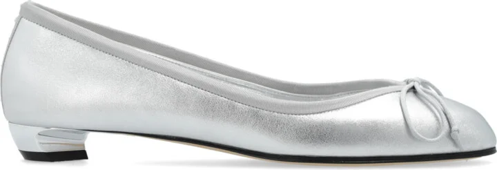 Leather High-heeled Shoes, , - Silver